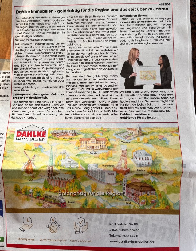 Me with my illustration for Dahlke Immobilien got featured in Heinsberg Zeitung.